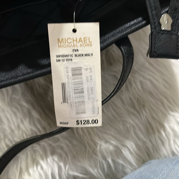 Michael Kors Eva black zebra print tote purse new - Picture 9 of 11